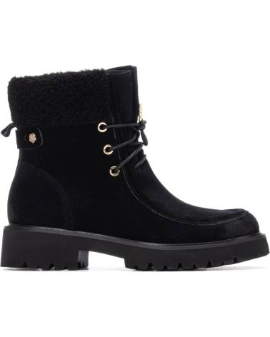 CARMELA 162717 BLACK SUEDE-EFFECT ANKLE BOOT WITH LACES AND TRACK SOLE NEGRO