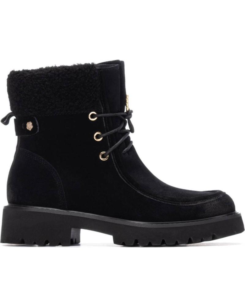 CARMELA 162717 BLACK SUEDE-EFFECT ANKLE BOOT WITH LACES AND TRACK SOLE NEGRO