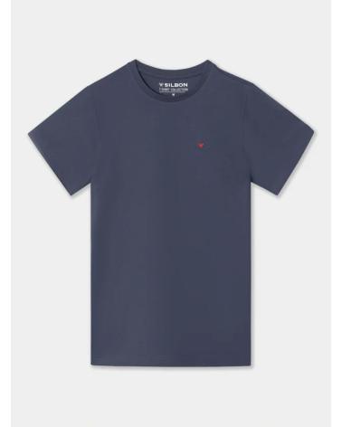 SILBON BASIC T-SHIRT 124602 MIT GESTICKTEM LOGO MARINEBLAU AZUL MARINO