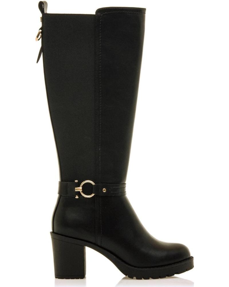 BOTAS ALTAS MARIA MARE 63574 PRETAS COM DETALHE METÁLICO NEGRO