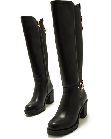 BOTAS ALTAS MARIA MARE 63574 PRETAS COM DETALHE METÁLICO NEGRO