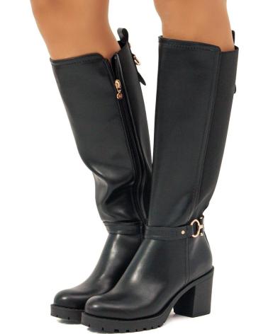 BOTAS ALTAS MARIA MARE 63574 PRETAS COM DETALHE METÁLICO NEGRO