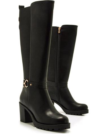 BOTAS ALTAS MARIA MARE 63574 PRETAS COM DETALHE METÁLICO NEGRO