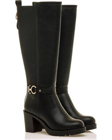 BOTAS ALTAS MARIA MARE 63574 PRETAS COM DETALHE METÁLICO NEGRO