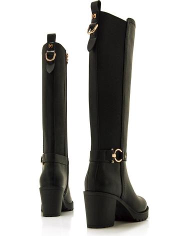 BOTAS ALTAS MARIA MARE 63574 PRETAS COM DETALHE METÁLICO NEGRO