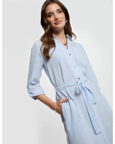 ROBE DROITE RAYÉE MORGAN 251-RCIL BLEUE AZUL