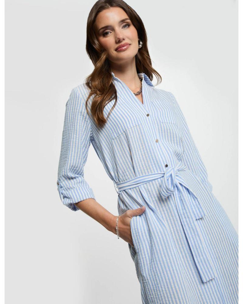 ROBE DROITE RAYÉE MORGAN 251-RCIL BLEUE AZUL