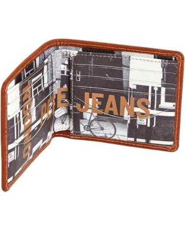 PEPE JEANS LEDERGELDBÖRSE BRAUN MIT FOTODRUCK PM070366 MARRóN