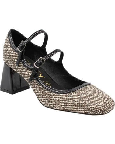 AZAREY MERCEDITAS CON TACÓN, DOBLE HEBILLA Y TEXTURA MULTITONO NEGRO