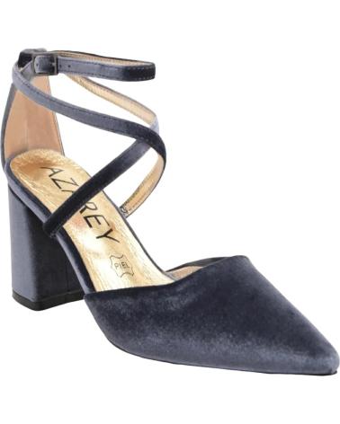 SALONES AZAREY DE TERCIOPELO GRIS CON TACÓN ANCHO Y TIRAS CRUZADAS GRIS