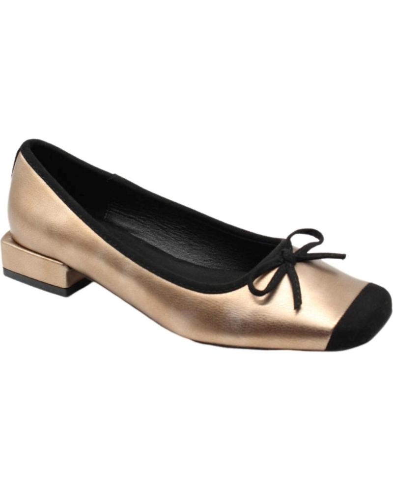 AZAREY ZWEIFARBIGE METALLIC-BALLERINA MIT NIEDRIGEM ABSATZ, ECKIGER SPITZE UND ZIERSCHLEIFE GOLD