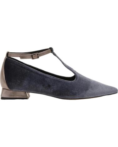 AZAREY SAPATILHAS DE VELUDO CINZENTO COM T-STRAP, BICO FINO E SALTO BLOCO GRIS