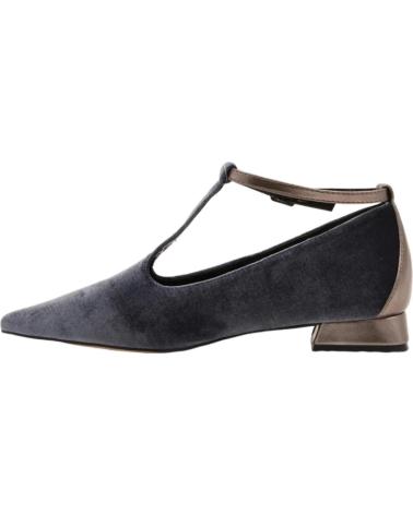 AZAREY SAPATILHAS DE VELUDO CINZENTO COM T-STRAP, BICO FINO E SALTO BLOCO GRIS