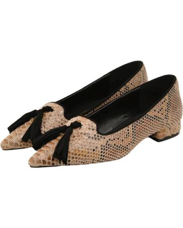 SABRINAS AZAREY COM SALTO E BORLAS, ESTAMPADO COBRA CASTANHO MARRóN