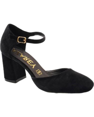 ZAPATOS DE SALÓN AZAREY DE TERCIOPELO NEGRO CON TACÓN BLOQUE, PUNTA REDONDA Y PULSERA AL TOBILLO NEGRO