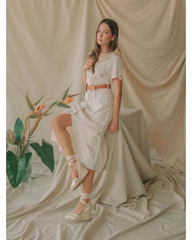 ALPARGATAS AZAREY DE YUTE CON CINTAS Y ACABADO EN V DORADAS GOLD