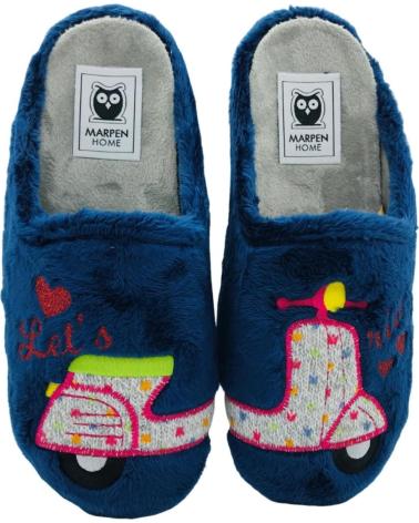 MARPEN ZAPATILLAS DE CASA MUJER DISEÑO MOTO AZUL Y ROSA AZUL