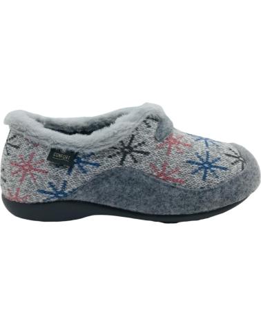 CMCONFORT ZAPATILLA 40362 GRIS CON DISEÑO DE ESTRELLAS Y FORRO DE BORREGUITO GRIS