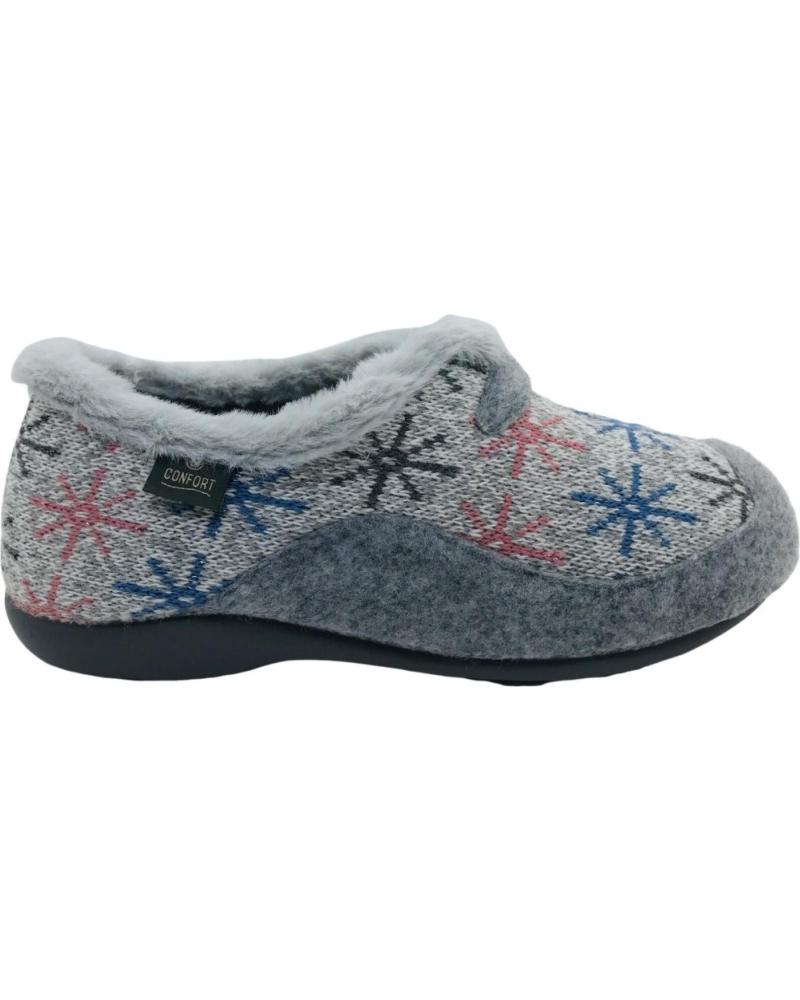 CMCONFORT SLIPPER 40362 GREY WITH STAR DESIGN AND FLEECE LINING GRIS