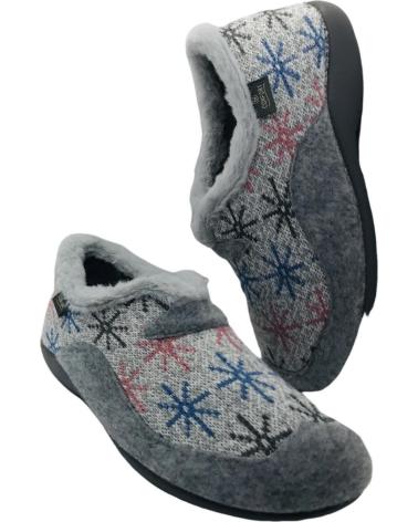CMCONFORT SLIPPER 40362 GREY WITH STAR DESIGN AND FLEECE LINING GRIS