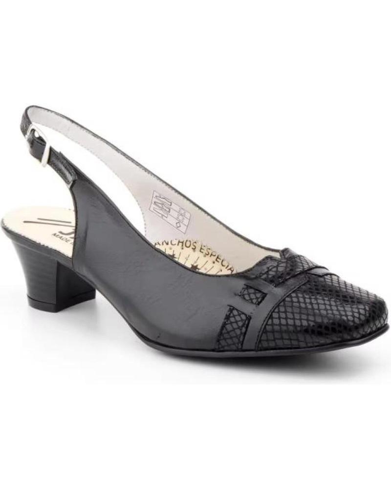 JAM ZAPATOS DE PIEL NEGROS CON TACÓN MEDIO NEGRO