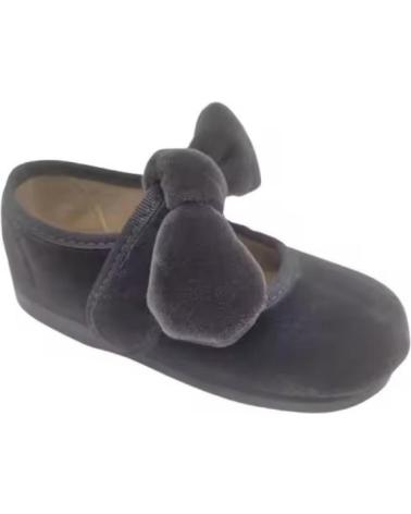 CONDIZ SALOMÉ EN VELOURS GRIS AVEC NŒUD ET VELCRO GRIS