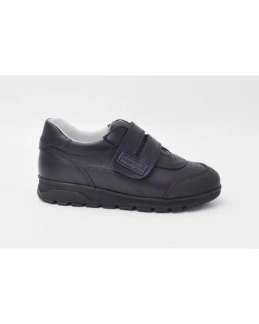 ANGELITOS ZAPATOS COLEGIALES DE PIEL CON VELCRO PARA NINO MODELO 904 T AZUL