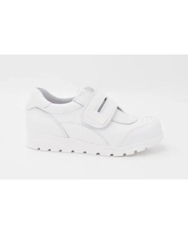 ANGELITOS ZAPATOS COLEGIALES DE PIEL CON VELCRO PARA NINO MODELO 904 T BLANCO