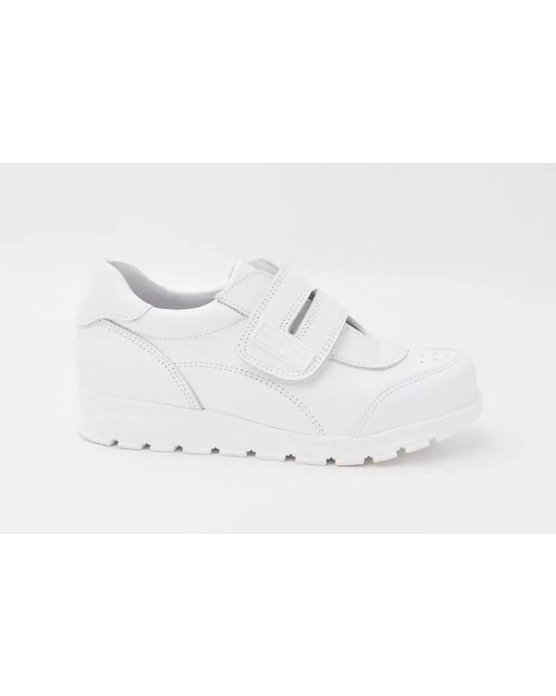 ANGELITOS ZAPATOS COLEGIALES DE PIEL CON VELCRO PARA NINO MODELO 904 T BLANCO