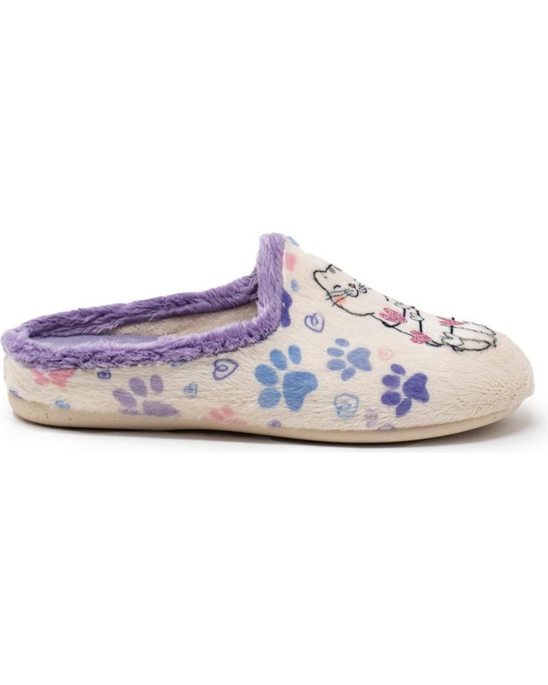 CABRERA MONTBLANC KITTENS SLIPPERS IVORY WITH PAW PRINTS BLANCO