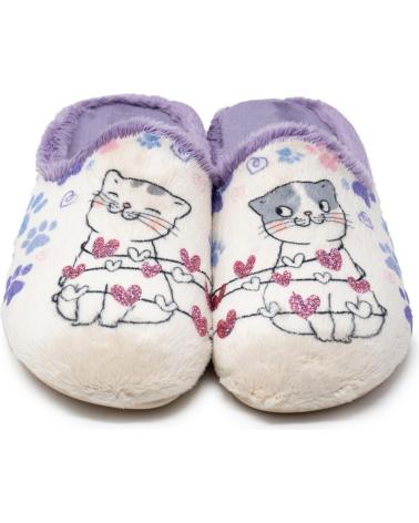 CABRERA MONTBLANC KITTENS SLIPPERS IVORY WITH PAW PRINTS BLANCO