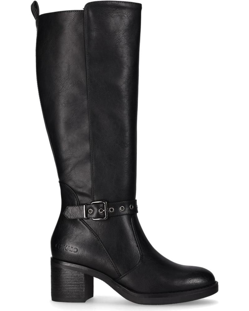CHIKA10 MONNA 07 BLACK TALL BOOT WITH BLOCK HEEL NEGRO-BLACK