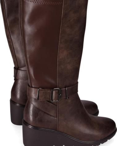 CHIKA10 CLAKISA 04 BROWN WEDGE BOOTS MARRON-BROWN