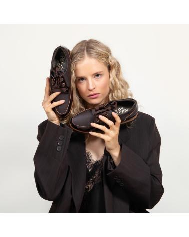 CHIKA10 RE FICUS 01 BROWN PATENT LEATHER PLATFORM LACE-UP SHOES MARRON-BROWN