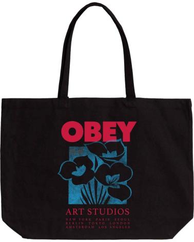 SACOLA TOTE OBEY ART STUDIO FLOWERS PRETA NAN