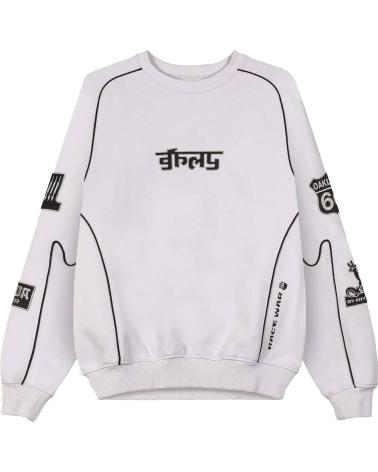 FELPA GRIMEY RACE WAR VINTAGE CREWNECK BIANCA CON BORDI NERI NAN