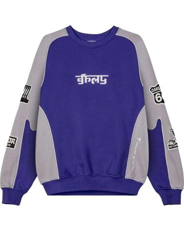 GRIMEY SUDADERA RACE WAR VINTAGE CREWNECK UNISEX AZUL Y GRIS CON BLOQUES DE COLOR BLUE