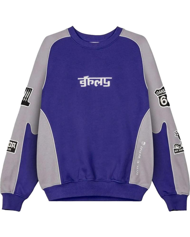 GRIMEY RACE WAR VINTAGE CREWNECK SWEATSHIRT UNISEX BLAU UND GRAU MIT FARBBLÖCKEN BLUE GRIMEY RACE WAR VINTAGE CREWNECK SWEATSHIRT UNISEX BLAU UND GRAU MIT FARBBLÖCKEN BLUE