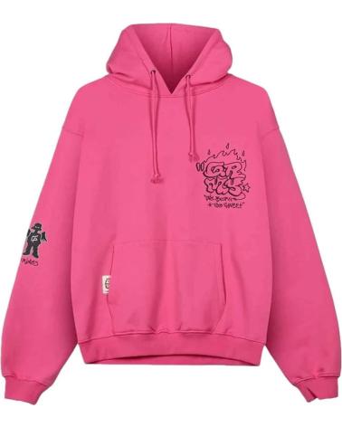 FELPA CON CAPPUCCIO GRIMEY THE SHELTER BOXY IN COTONE TERRY PESANTE ROSA CON STAMPA ROSA
