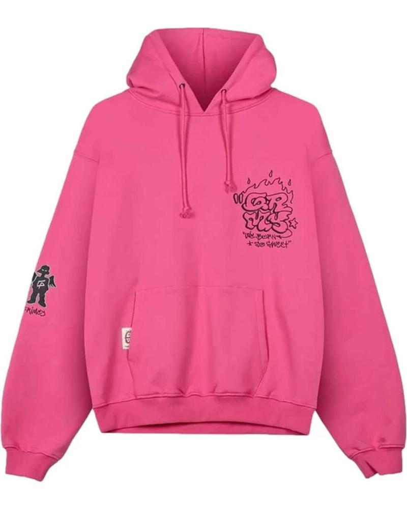 SWEAT À CAPUCHE GRIMEY THE SHELTER BOXY EN COTON TERRY LOURD ROSE AVEC IMPRIMÉ ROSA