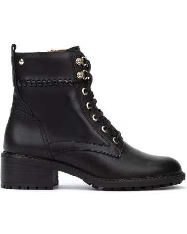 STIVALETTO PIKOLINOS MEDINA W0D-8672 IN PELLE NERA CON LACCI E TACCO NEGRO