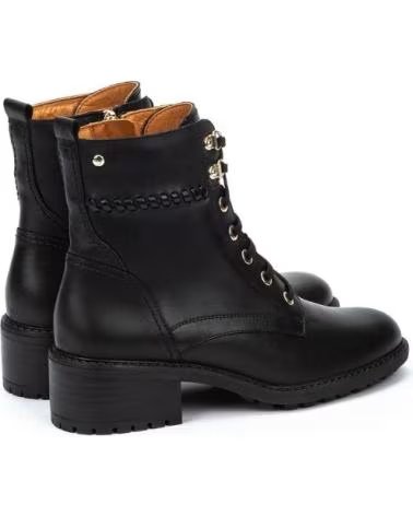STIVALETTO PIKOLINOS MEDINA W0D-8672 IN PELLE NERA CON LACCI E TACCO NEGRO