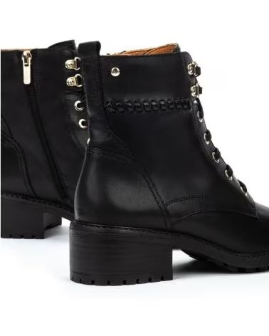 STIVALETTO PIKOLINOS MEDINA W0D-8672 IN PELLE NERA CON LACCI E TACCO NEGRO