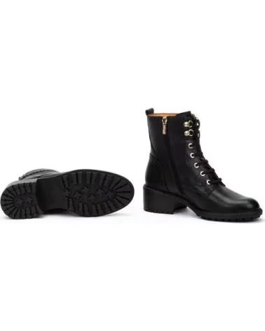 STIVALETTO PIKOLINOS MEDINA W0D-8672 IN PELLE NERA CON LACCI E TACCO NEGRO