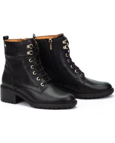 STIVALETTO PIKOLINOS MEDINA W0D-8672 IN PELLE NERA CON LACCI E TACCO NEGRO