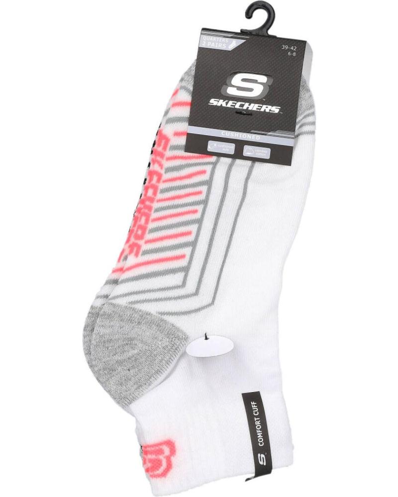 SKECHERS SK-42019 2ER PACK SPORTLICHE KNÖCHELSOCKEN WEISS MEHRFARBIG MULTICOLOR