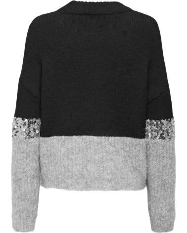 MAGLIONE ONLY 15358399 BICOLORE NERO GRIGIO CON PAILLETTES NEGRO