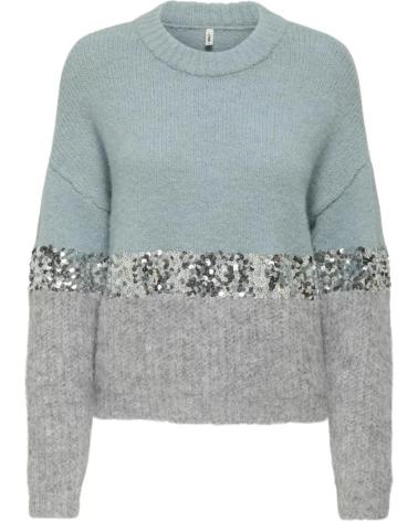MAGLIONE ONLY 15358399 BICOLORE AZZURRO GRIGIO CON PAILLETTES GRIS