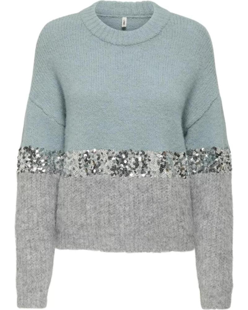 MAGLIONE ONLY 15358399 BICOLORE AZZURRO GRIGIO CON PAILLETTES GRIS MAGLIONE ONLY 15358399 BICOLORE AZZURRO GRIGIO CON PAILLETTES GRIS