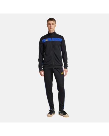 ADIDAS ESSENTIAL BLACK SPORT TRACKSUIT WITH BLUE DETAILS NAN